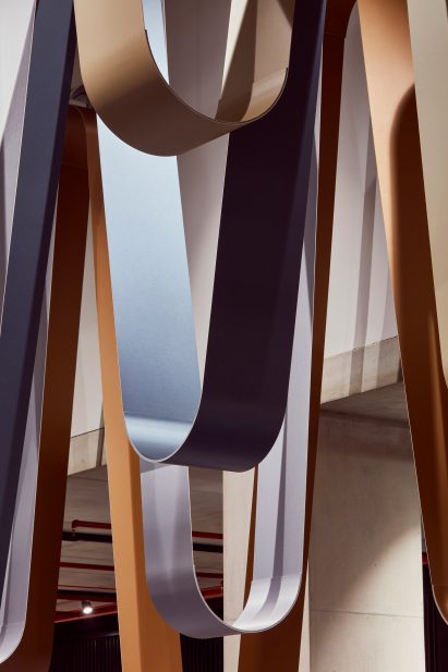 Close-up of The Loop installation at The Rowe