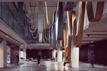 Interior of The Rowe with Loop installation