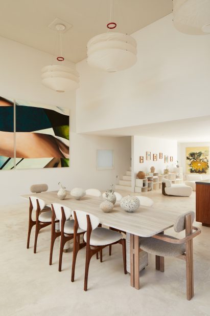Dining room with Japanese chandeliers