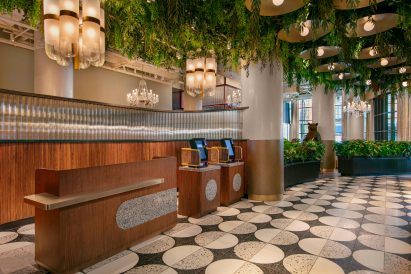 The lobby in Moxy Lower East Side