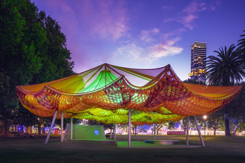 MPavilion 2022 by All(zone) at night