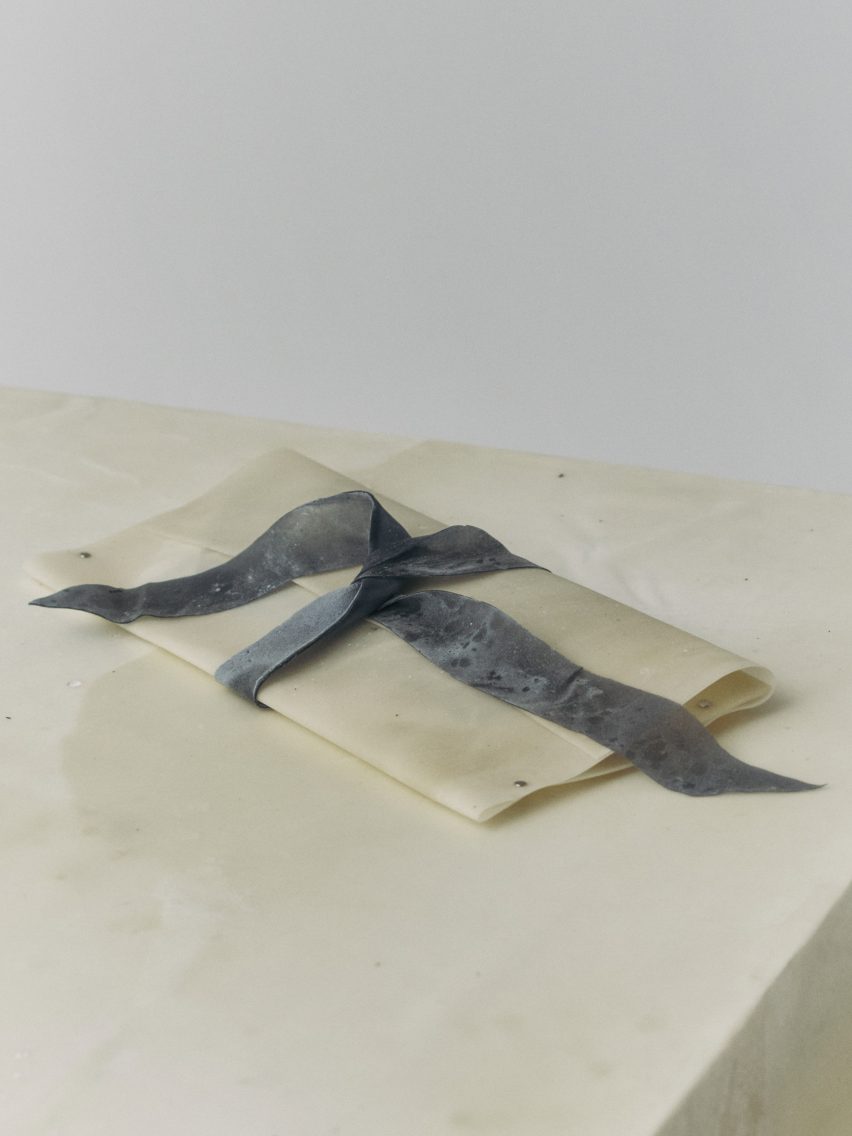 Pouch-shaped gift wrap for Calvin Klein