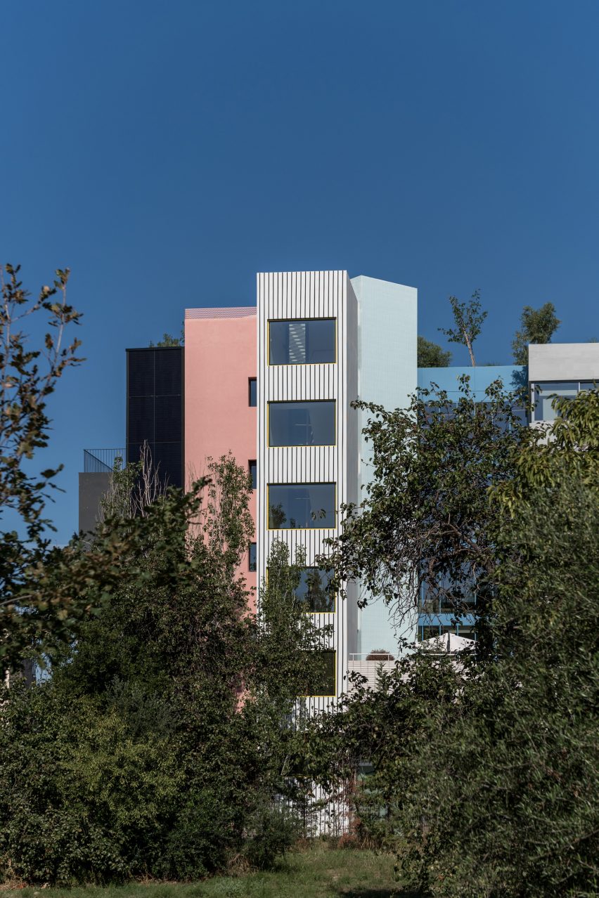 Neiheiser Argyros transforms Athens office block with colourful accents and varied textures