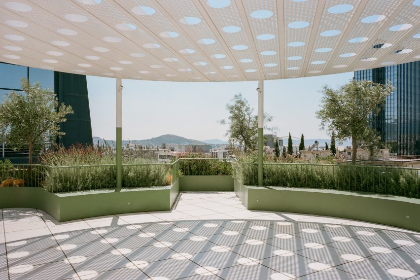 Neiheiser Argyros transforms Athens office block with colourful accents and varied textures