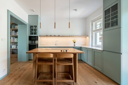 Interior of the kitchen at Under The Top house by No Architects