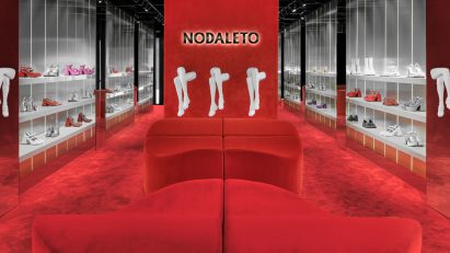 Red carpeted Nodaleto store in Miami