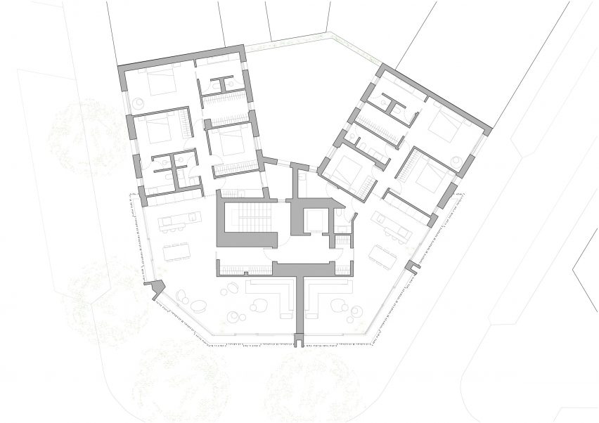 Upper floor plan of Paseo Mallorca