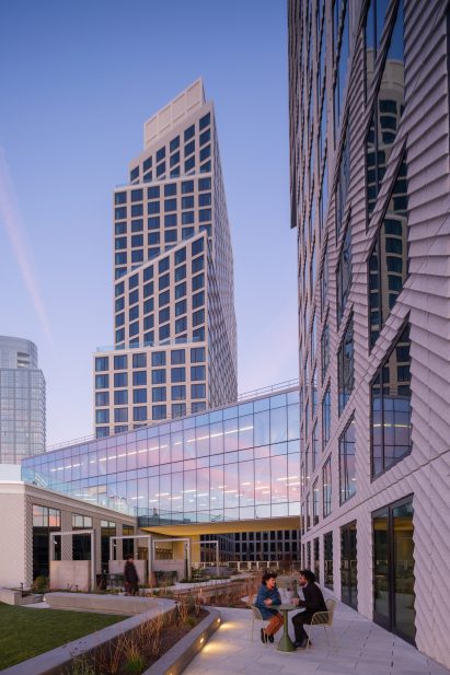 Glass bridge connecting the two OMA towers