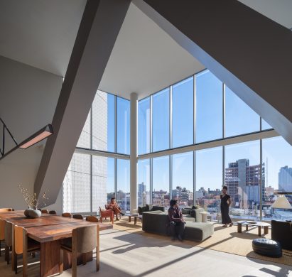 A frame truss through the lounge