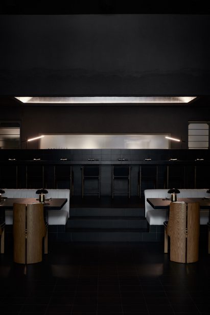 Main dining room and sushi counter of Origami restaurant 