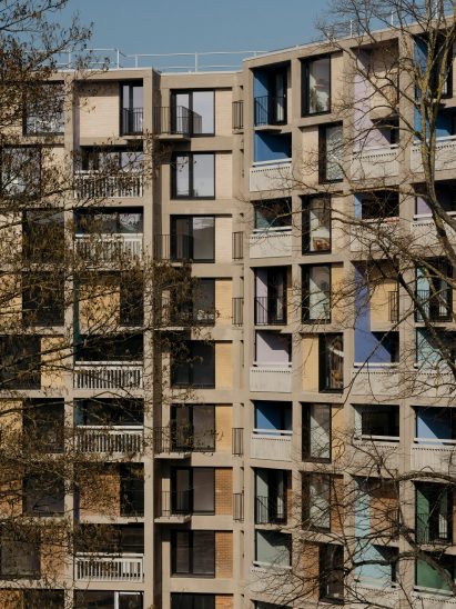 Housing by Mikhail Riches with colourful balconies