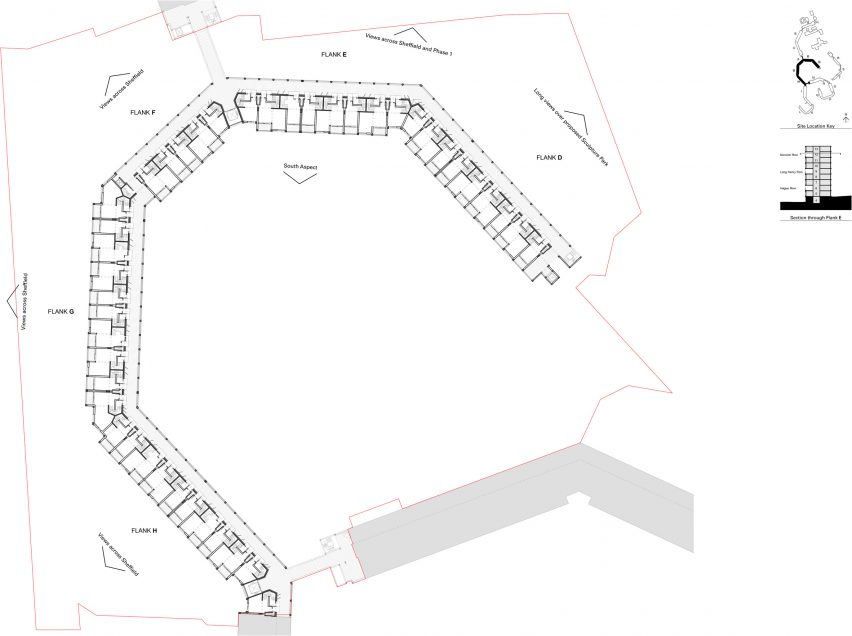 Floor plans of Phase 2 of Park Hill estate in Sheffield