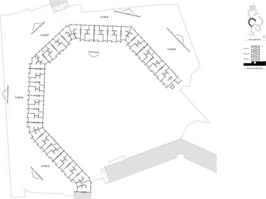 Floor plans of Phase 2 of Park Hill estate in Sheffield
