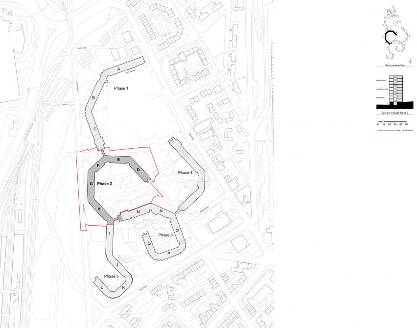 Site plan of Park Hill estate in Sheffield