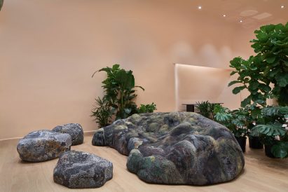 Moss-like sofa in showroom