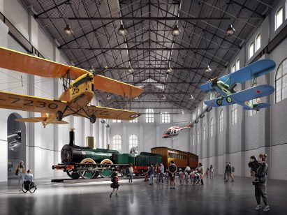 Interior render of an exhibition space at the Sydney museum