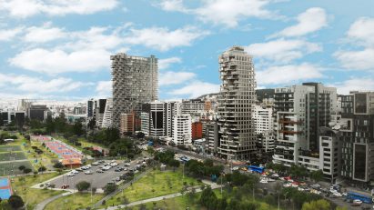 Image of Qorner and Iqon on the Quito skyline in Ecuador