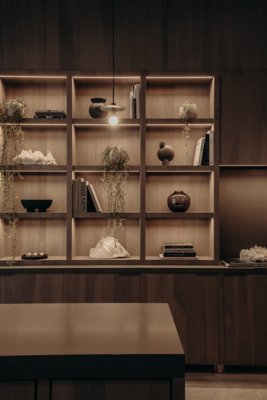 A shelving unit inside a wellness centre
