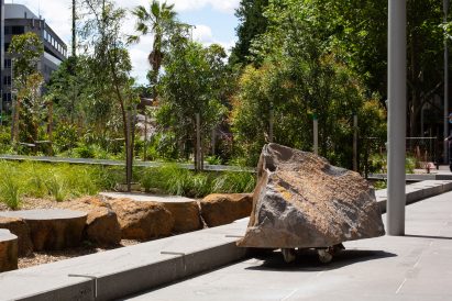 Mike Hewson's Rocks on Wheels playground sculpture in Melbourne
