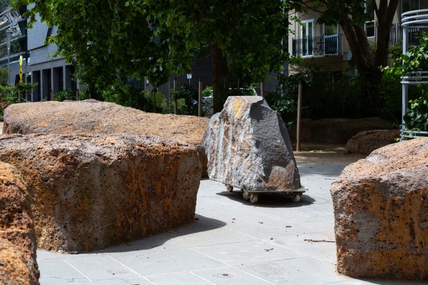 Mike Hewson's Rocks on Wheels playground sculpture in Melbourne