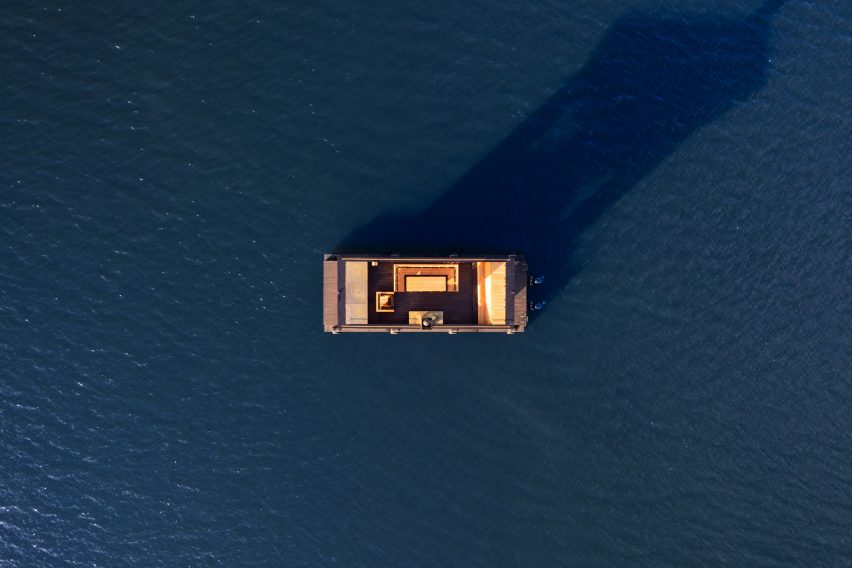 Big Branzino floating sauna by Sandellsandberg