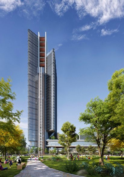 Render of the Shenzhen-Hong Kong Innovation Integrated Service Centre by RSHP