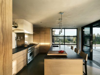 Kitchen with wooden accents in Californian home