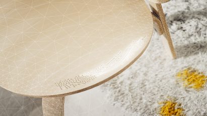 Visualisation of patterning on the side of a chair seat lighting up