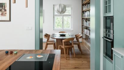 Interior of the kitchen at Under The Top house by No Architects