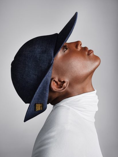 Image of a denim winged baseball cap