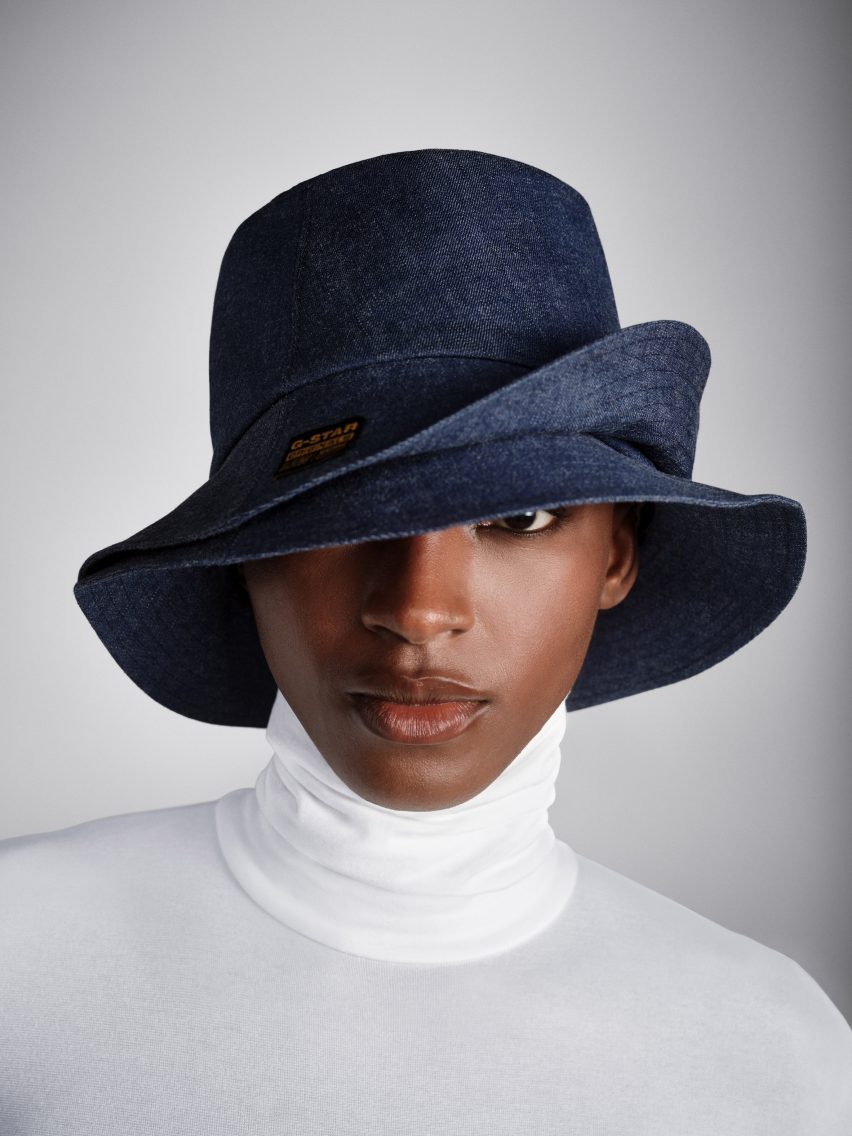 Stephen Jones collaborates with G-Star Raw to create couture denim hats