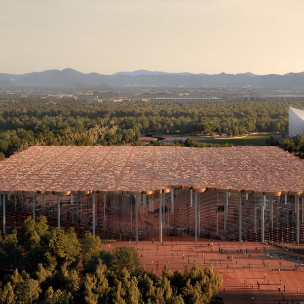 Aerial visual of Sub Center Library by Snøhetta