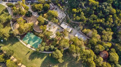Aerial view of Pease Park in Austin, Texas