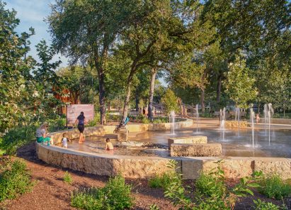 Fountain at Kingsbury Commons in Austin, Texas