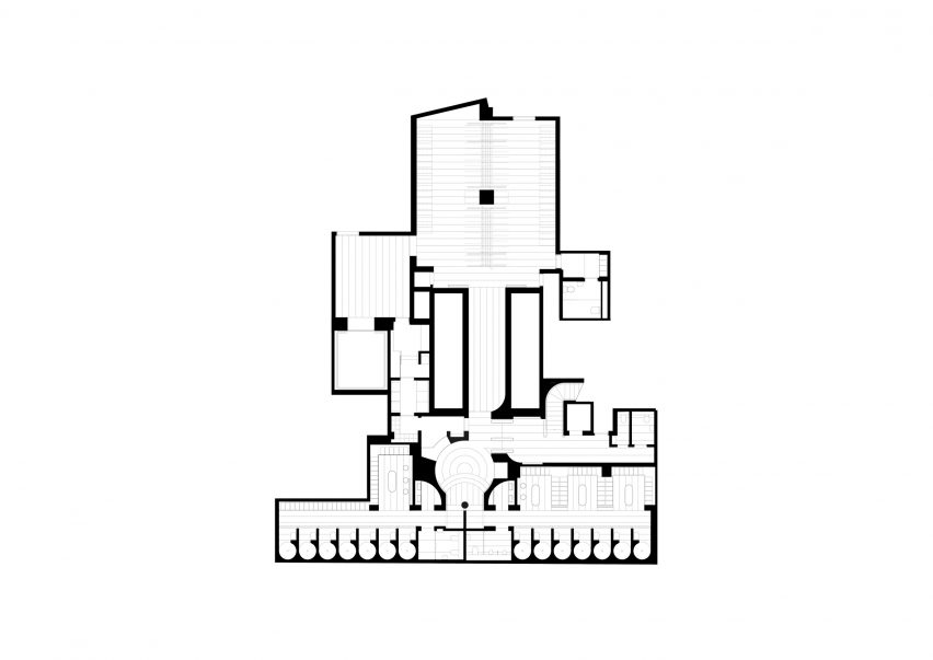 Basement plan of UK House on Oxford Street by Christ & Gantenbein
