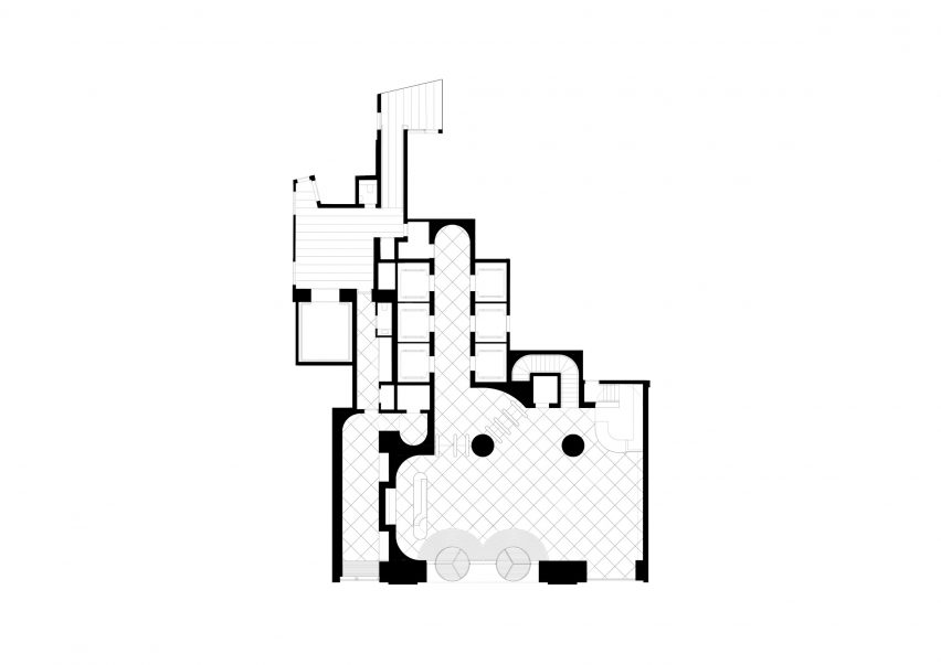 Floor plan of UK House lobby on Oxford Street by Christ & Gantenbein