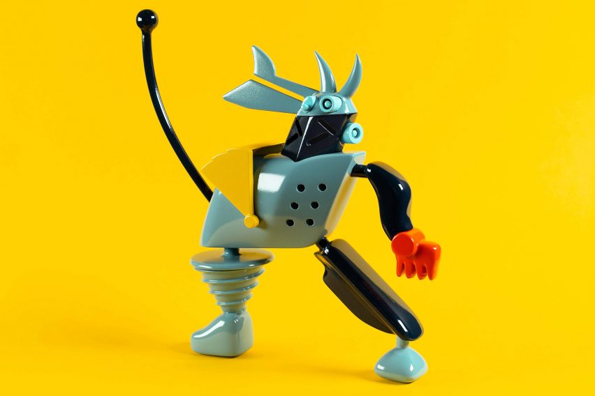Toy in front of yellow background