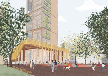 Visualisation showing exterior communal space