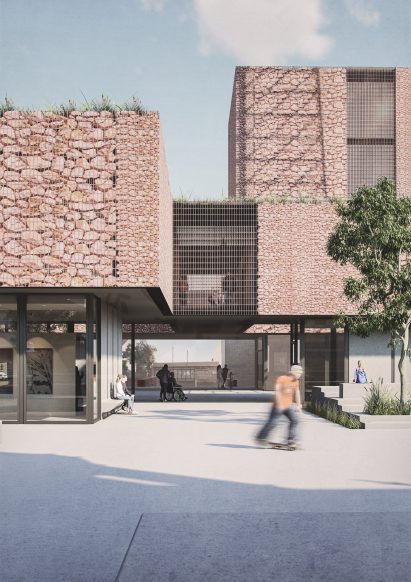 Visualisation showing entrance to building