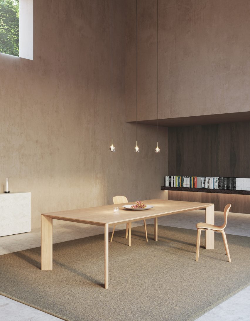 Foro oak table by Viccarbe in a dining area