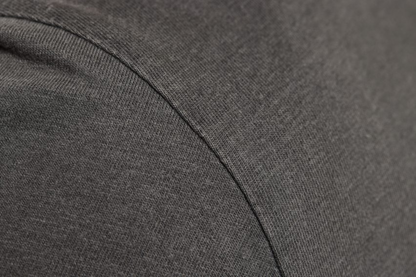 Close-up of black algae dye T-shirt by Vollebak and Living Ink