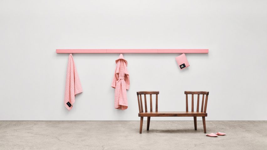 Image of a bench and clothing rail
