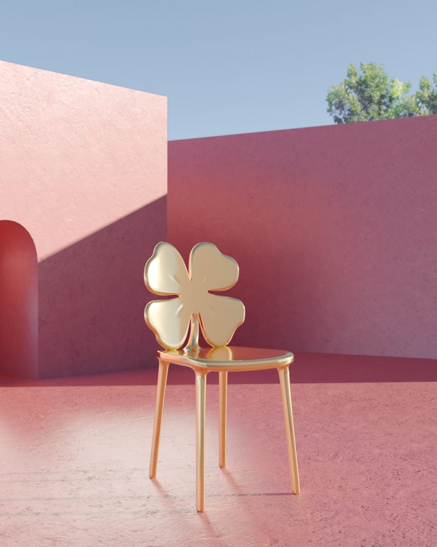 Photo of a gold clover-shaped chair