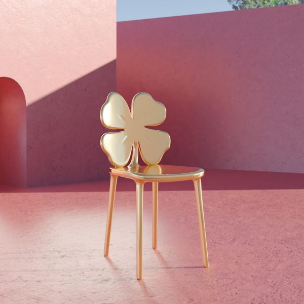 Photo of a gold clover-shaped chair