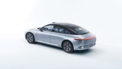 Rear view of prototype Afeela EV by Honda and Sony as launched at CES