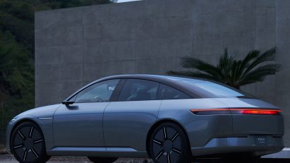 Rear view of prototype Afeela EV by Honda and Sony as launched at CES