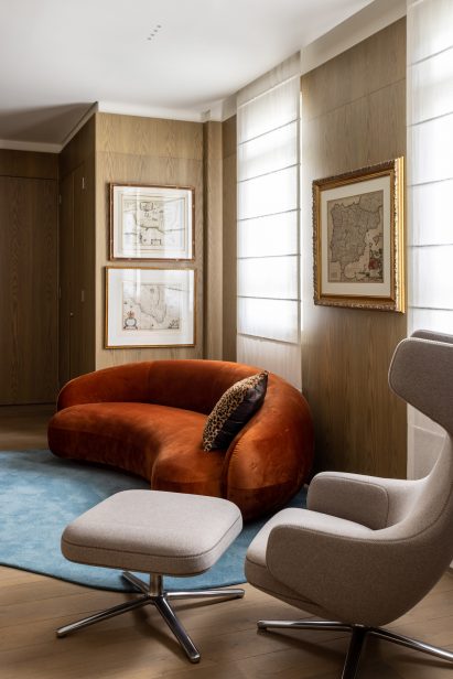 Library panelled with wide planks
