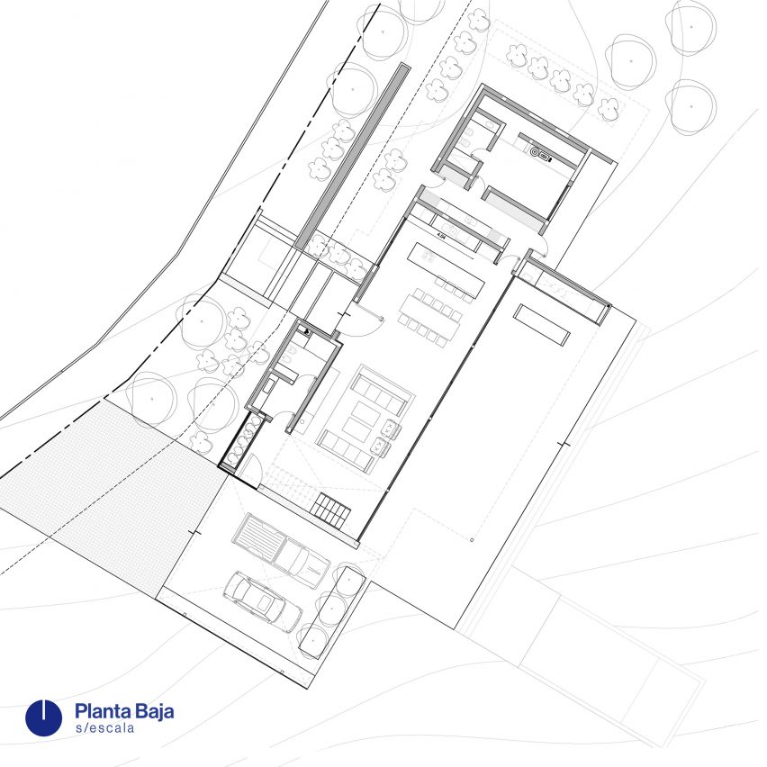 Lower floor plan of the Black House by AR Arquitectos