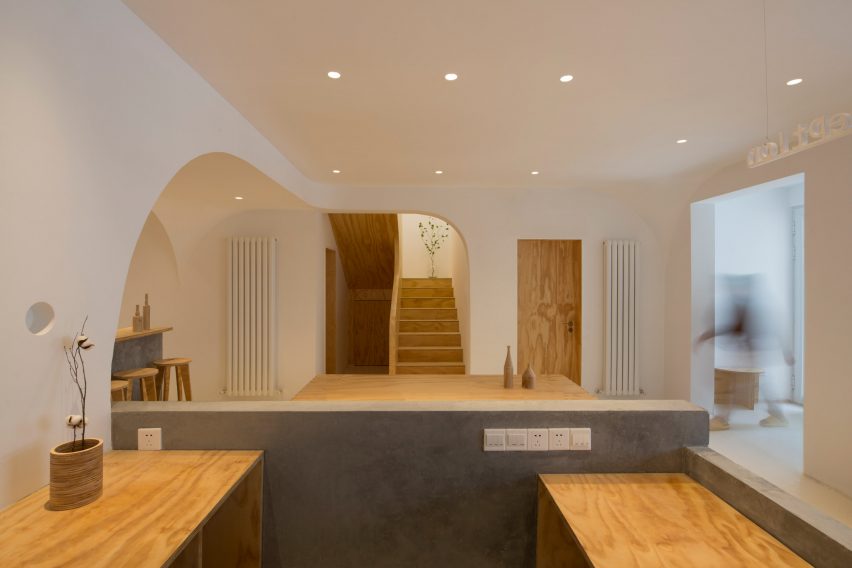 Interior of the Sleeping Lab hotel designed by Atelier d’More