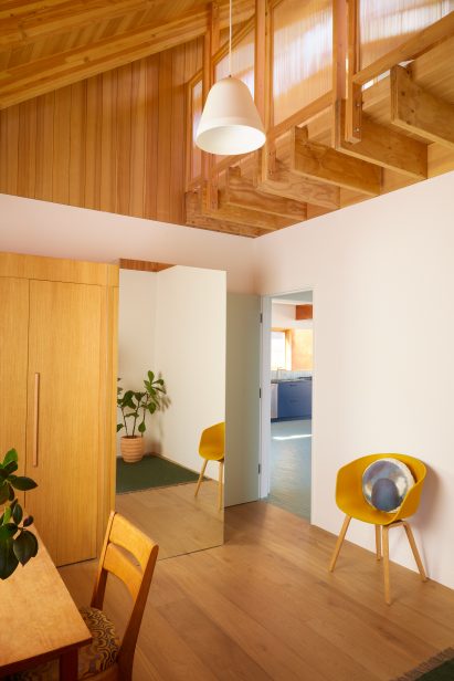 Timber ceiling and flooring within gabled dwelling by Design, Bitches